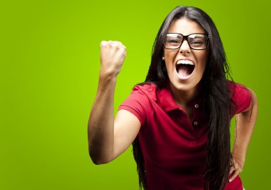 Woman gesturing victory clipart