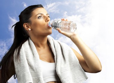 Woman drinking water clipart