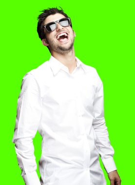 Young man laughing clipart