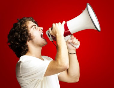 Man with megaphone clipart