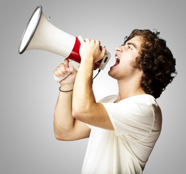 Man with megaphone clipart