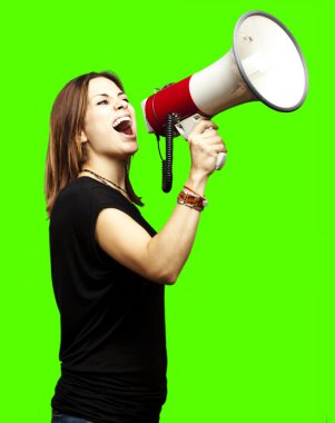 Young with megaphone clipart