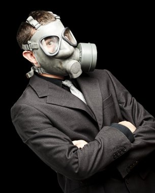 Soldier with gas mask clipart