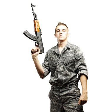 Young soldier aiming clipart