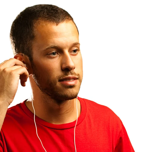 Man die naar muziek luistert — Stockfoto