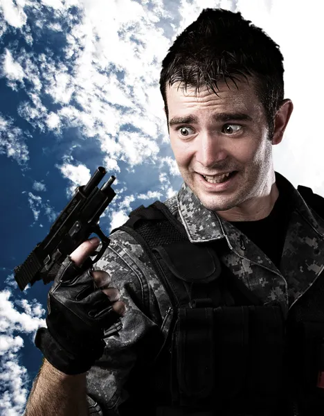 Soldier reload fail — Stock Photo, Image