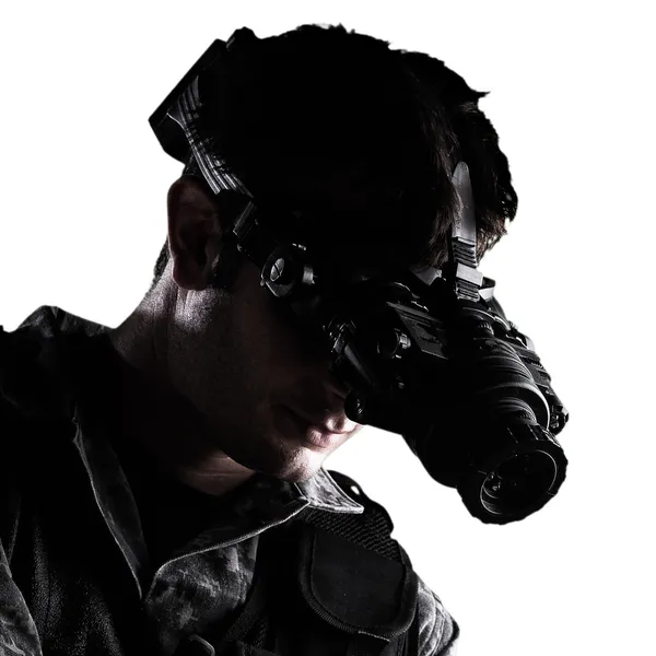 Soldier with night vision goggles — Stock Photo, Image