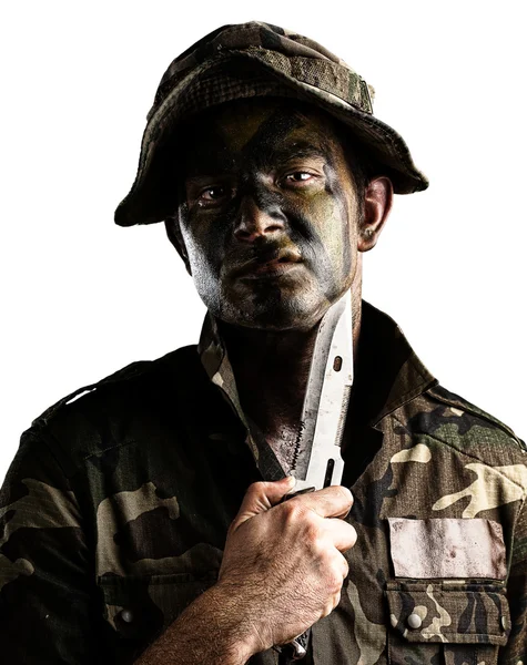 Πρόσωπο του νεαρού στρατιώτη — Φωτογραφία Αρχείου