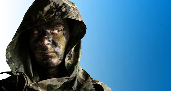 Young soldier face — Stock Photo, Image