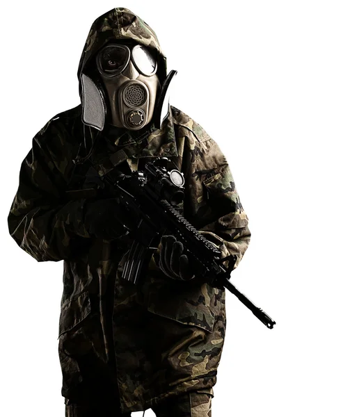 Young soldier with mask — Stock Photo, Image