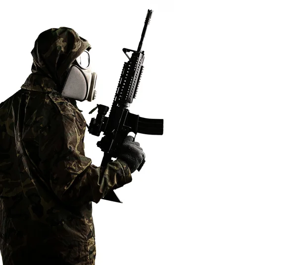 Jovem máscara soldado — Fotografia de Stock
