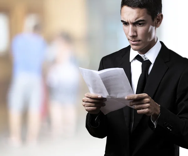 stock image Business man with contract