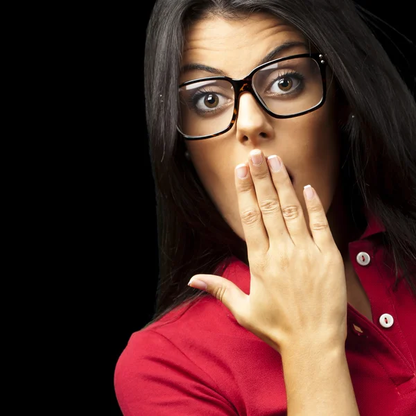 Woman covering her mouth — Stock Photo, Image