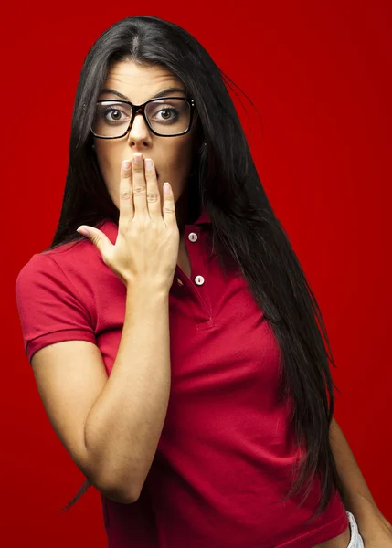 stock image Woman covering her mouth