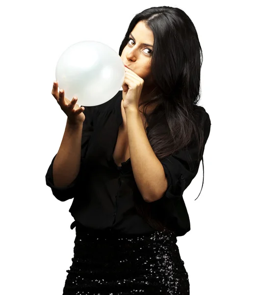 Женщина с воздушным шаром — стоковое фото
