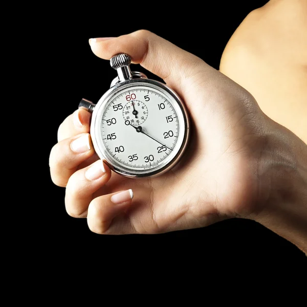 Γυναίκα ώθησης χρονόμετρο με διακόπτη — Φωτογραφία Αρχείου