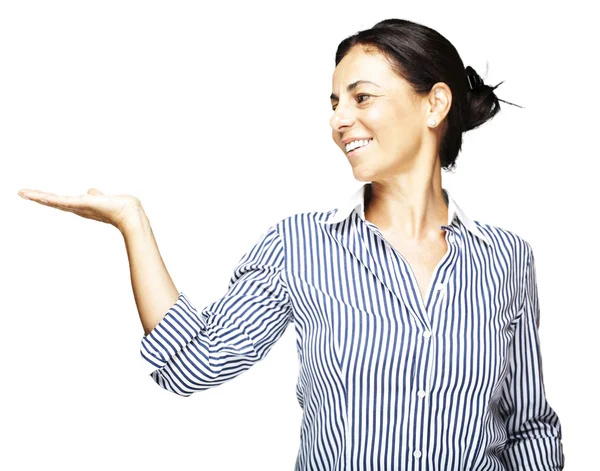 Женщина держит жест — стоковое фото