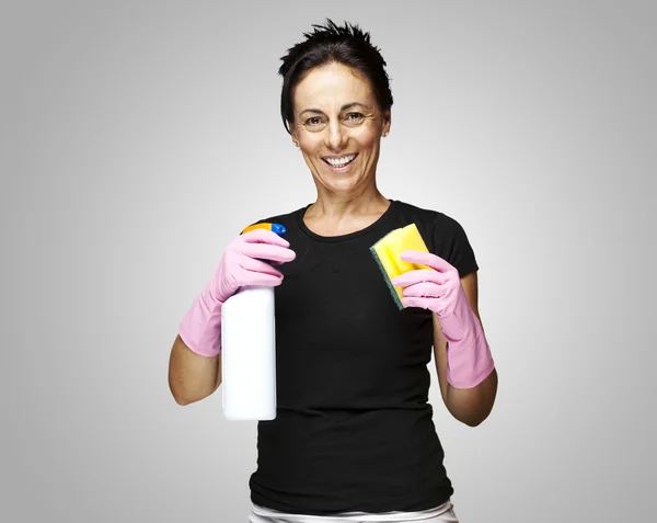 Mulher pronta para limpar — Fotografia de Stock