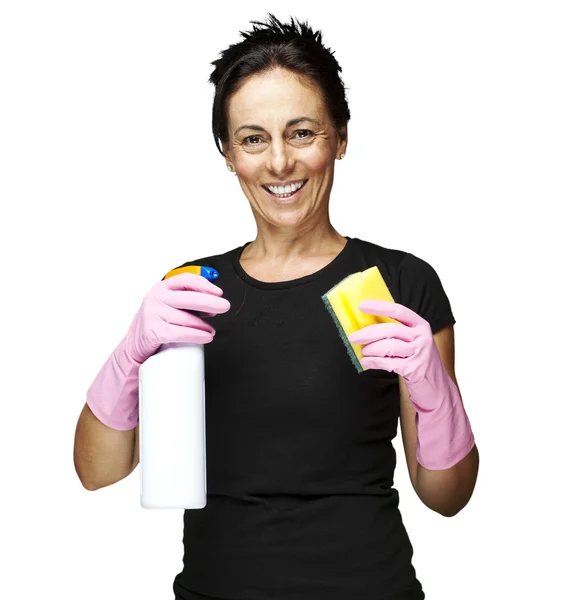 Mulher pronta para limpar — Fotografia de Stock