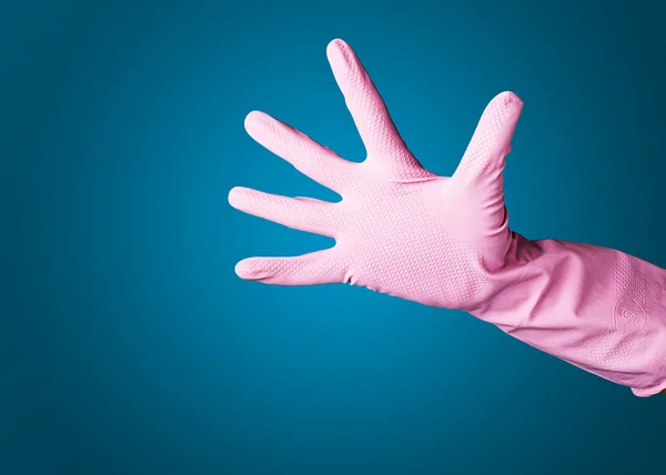 粉红色橡胶手套 — 图库照片