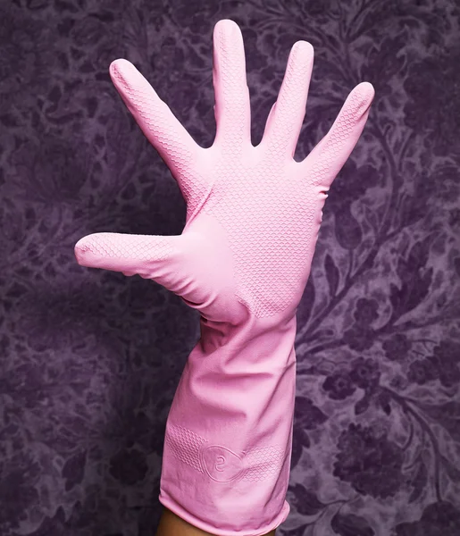 Ροζ λαστιχένια γάντια — Φωτογραφία Αρχείου