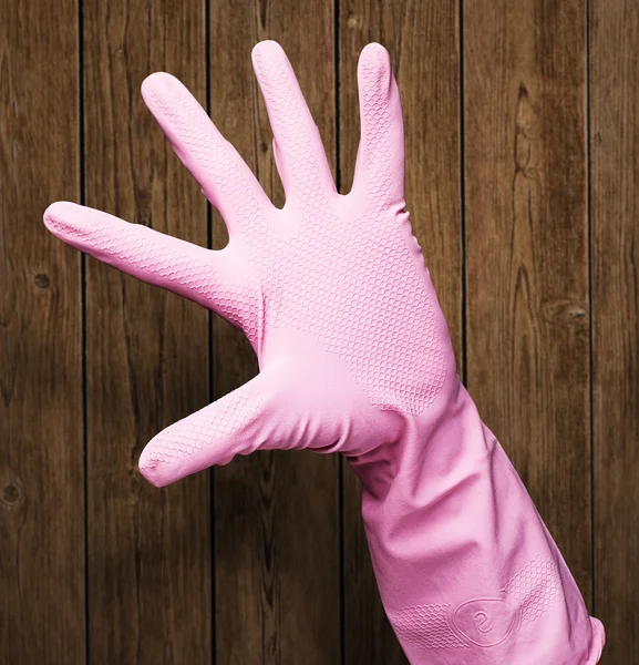 Pink rubber gloves — Stock Photo, Image