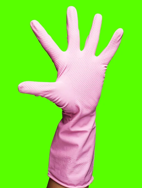 Рожевий гумові рукавички — стокове фото