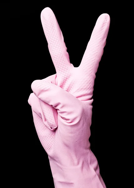 粉红色的清洁手套 — 图库照片