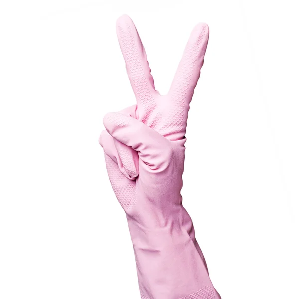 Luvas de limpeza rosa — Fotografia de Stock