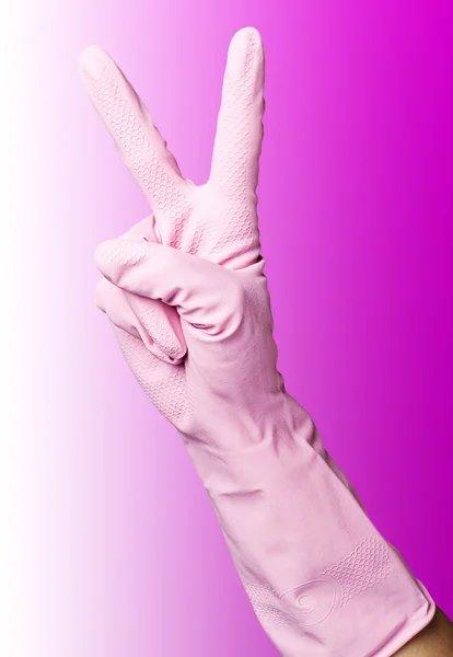 Pink cleaning gloves — Stock Photo, Image