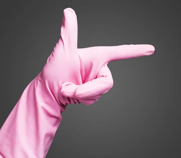 Luvas de borracha rosa — Fotografia de Stock