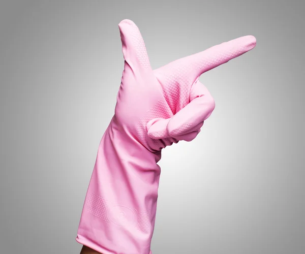 Luvas de borracha rosa — Fotografia de Stock