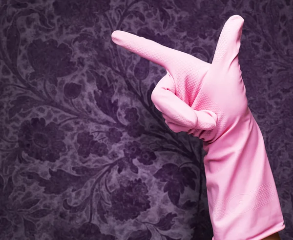 Pink rubber gloves — Stock Photo, Image