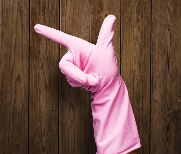 Růžové gumové rukavice — Stock fotografie