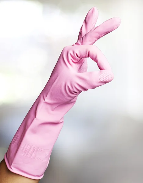 Różowe gumowe rękawice — Zdjęcie stockowe