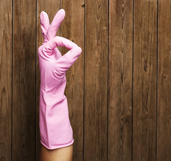 Рожевий гумові рукавички — стокове фото