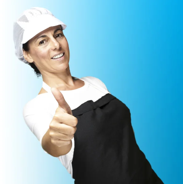 Cook with mesh top hat — Stock Photo, Image