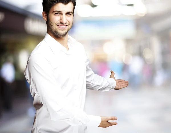 Man welcome gesture — Stock Photo, Image
