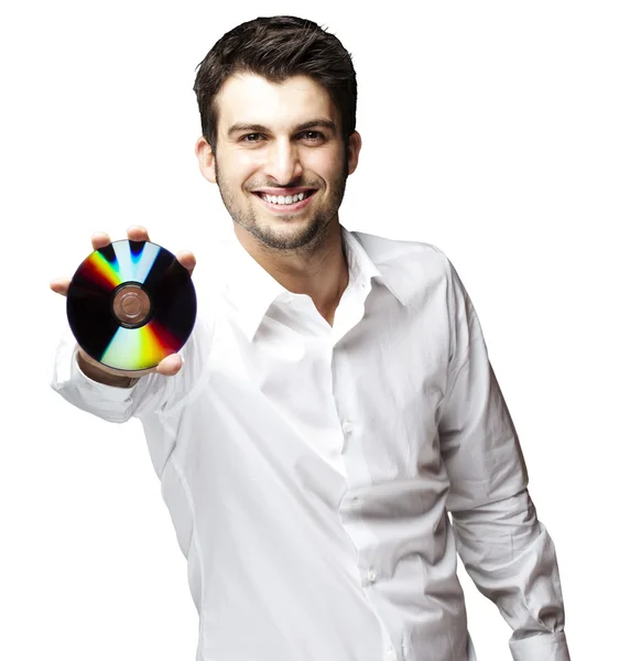 Man holding cd — Stock Photo, Image