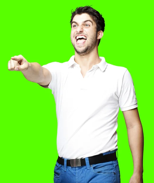 Man pointing and joking — Stock Photo, Image