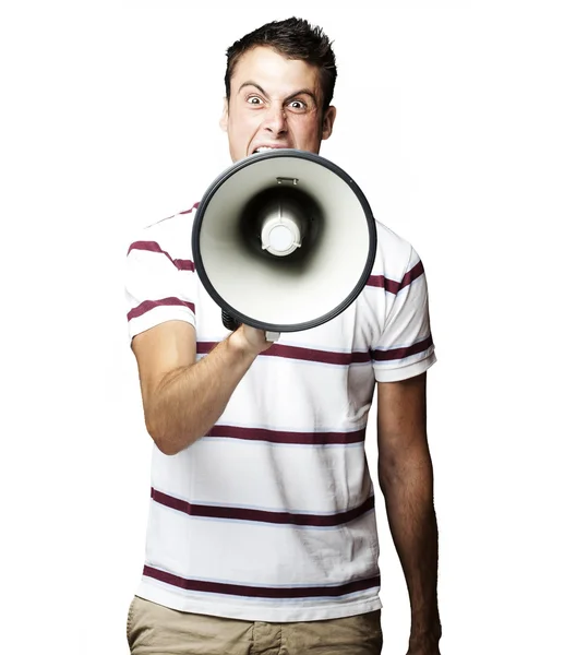 Hombre con megáfono —  Fotos de Stock