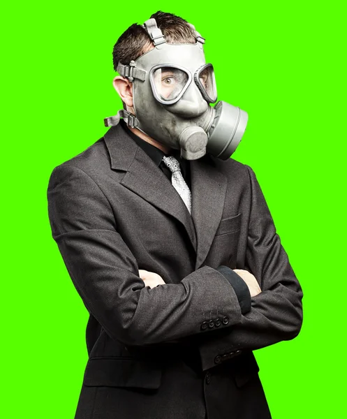 Biznesmen z maską — Zdjęcie stockowe