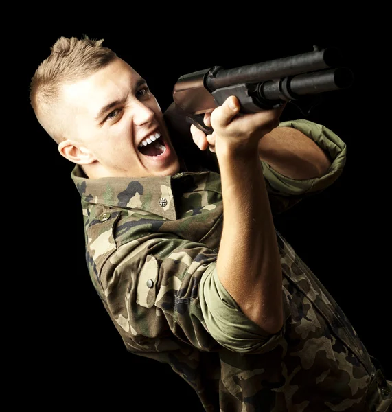 Soldado apontando — Fotografia de Stock