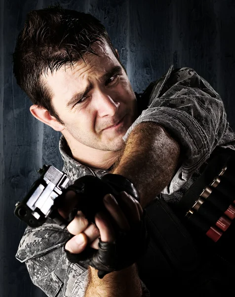 Soldier aiming Stock Image