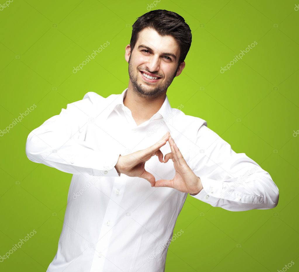 Man gesturing heart