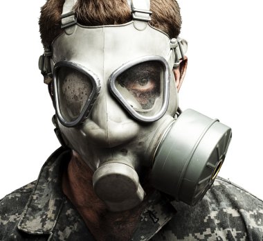 Soldier with gas mask clipart