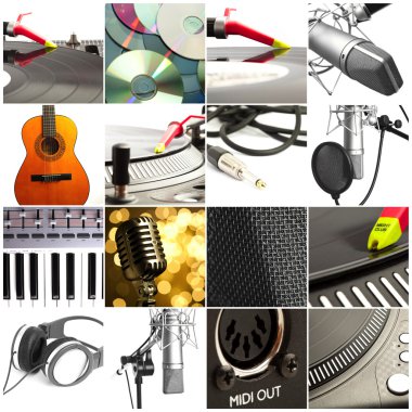 Group of music objects clipart