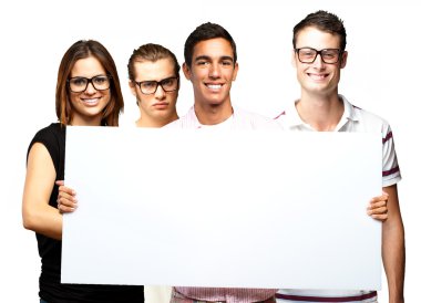 Friends holding banner clipart