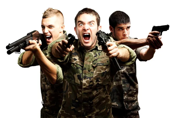 Tree soldiers aiming — Stock Photo, Image