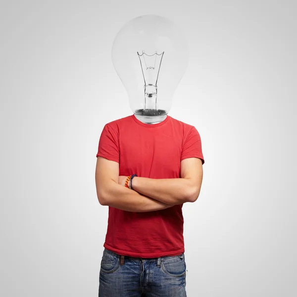 stock image Man With Light Bulb Head